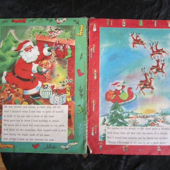 STRATHMORE BOOKS Art Vtg 966 Night Before Christmas Picture Book By Watkins Strathmore Co
